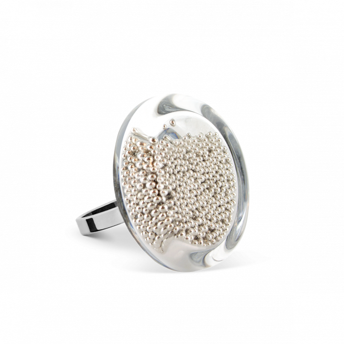 Glasring - Cachou Mini Billes Silber