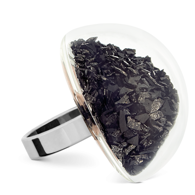 Anello in vetro - Dome Giga Paillettes