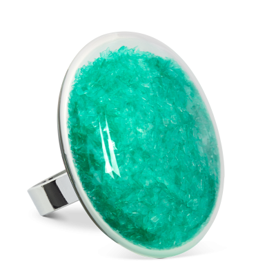 Bague en verre soufflée - Galet Giga Paillettes Colors
