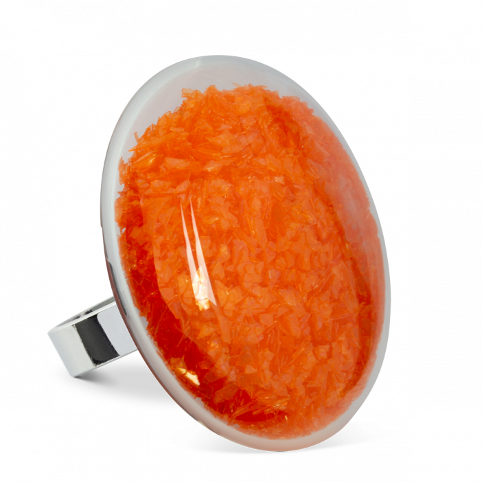 Glasring - Galet Giga Paillettes Colors Orange