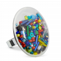 Bague en verre soufflée - Galet Giga Mix Perles
