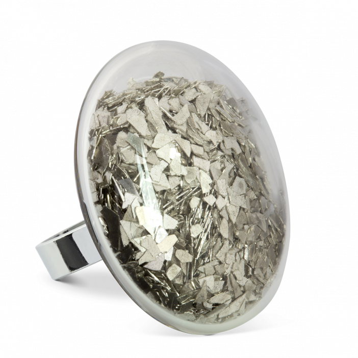 Glasring - Galet Giga Paillettes Silber