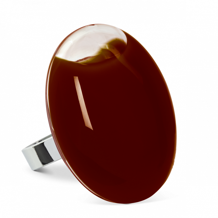 Anello in vetro - Galet Giga Milk Cioccolato