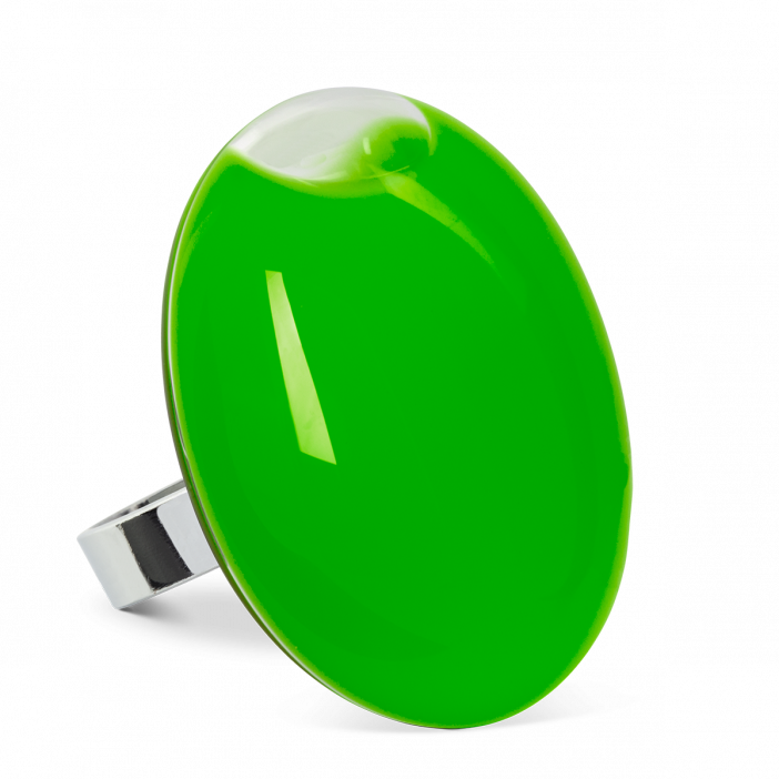 Glass ring - Galet Giga Milk Dark green