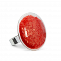 Bague en verre soufflée - Galet Medium Paillettes Colors