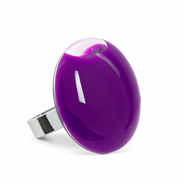 Anello in vetro - Galet Medium Milk Viola