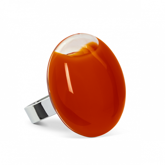 Anello in vetro - Galet Medium Milk Ruggine