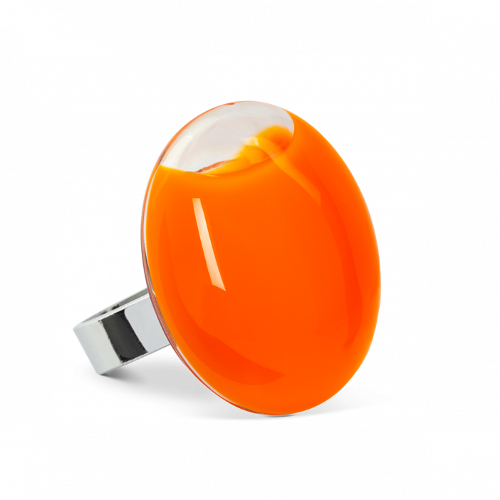 Bague en verre soufflée - Galet Medium Milk Orange