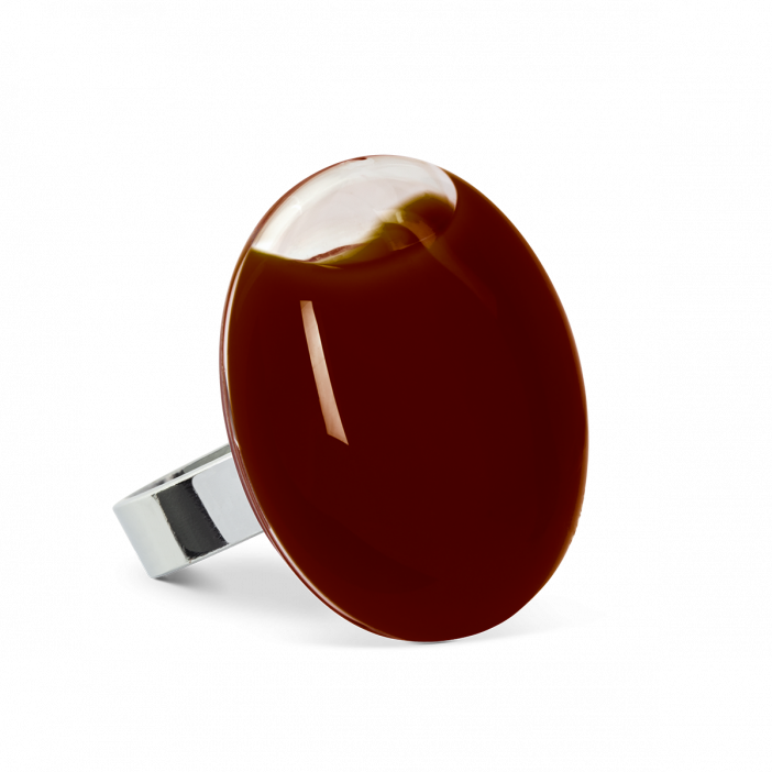 Anello in vetro - Galet Medium Milk Cioccolato