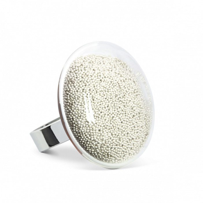 Glasring - Galet Medium Billes Silber