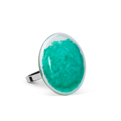 Bague en verre soufflée - Galet Mini Paillettes Colors