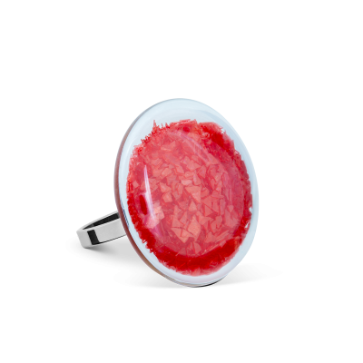 Bague en verre soufflée - Galet Mini Paillettes Colors