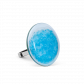 Bague en verre soufflée - Galet Mini Paillettes Colors Turquoise
