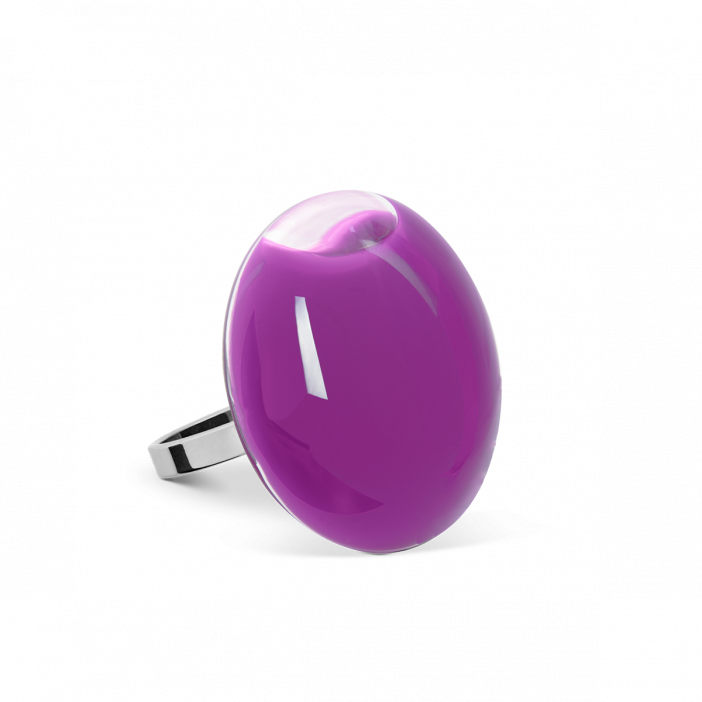 Bague en verre soufflée - Galet Mini Milk Lilas