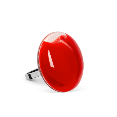 Bague en verre soufflée - Galet Mini Milk