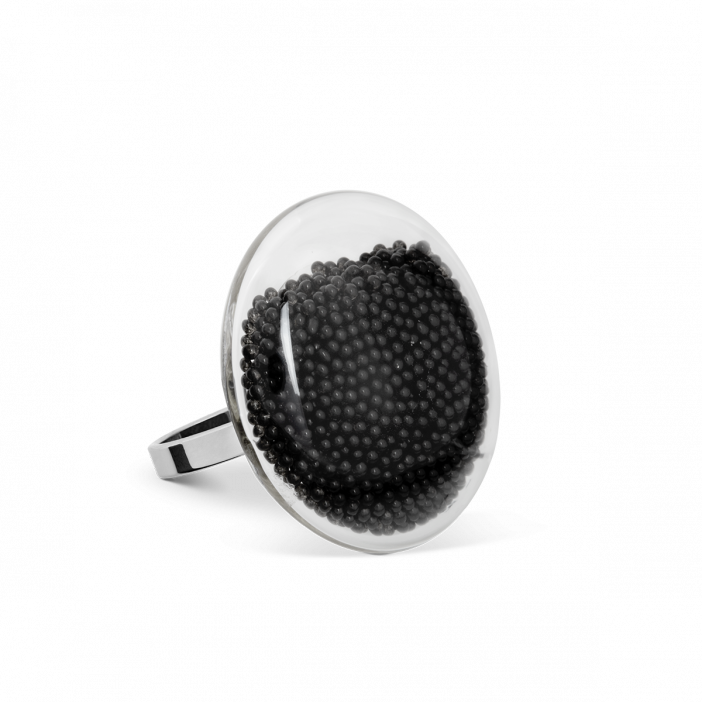Glass ring - Galet Mini Billes Black