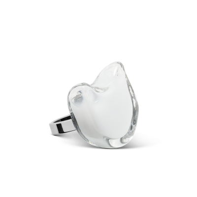 Bague en verre soufflée - Chat Nano Milk