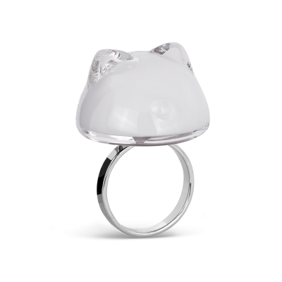 Anello in vetro - Gatto Bulle Medium Milk