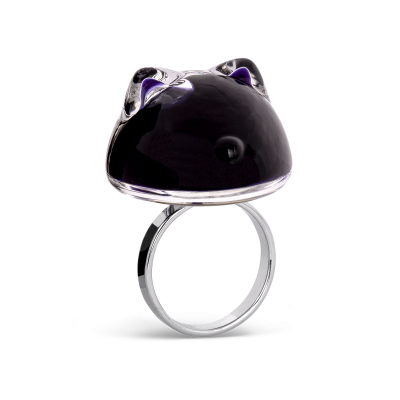 Bague en verre soufflée - Chat Bulle Medium Milk