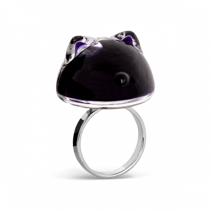 Bague en verre soufflée - Chat Bulle Medium Milk