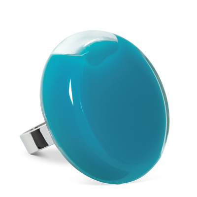 Bague en verre soufflée - Platine Giga Milk