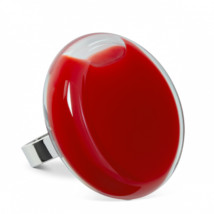 Anello in vetro - Platine Giga Milk Rosso scuro