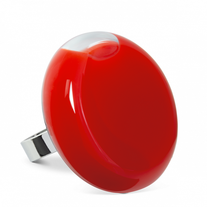 Anello in vetro - Platine Giga Milk Rosso chiaro
