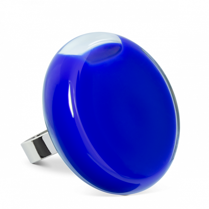 Anello in vetro - Platine Giga Milk Blu scuro