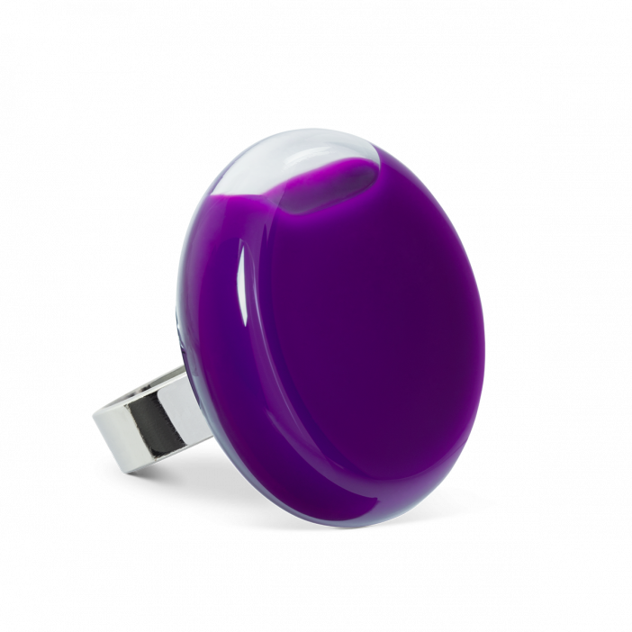 Glass ring - Platine Medium Milk Dark purple