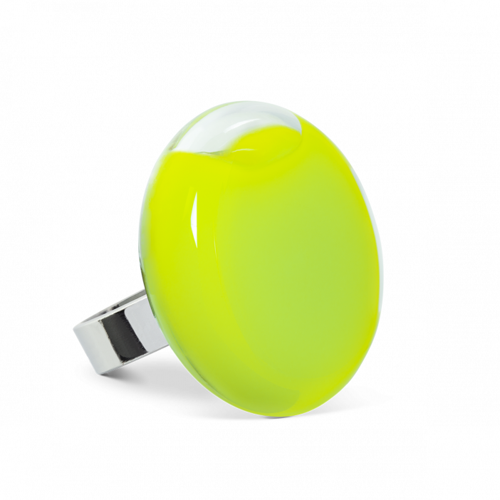 Glass ring - Platine Medium Milk Light Green