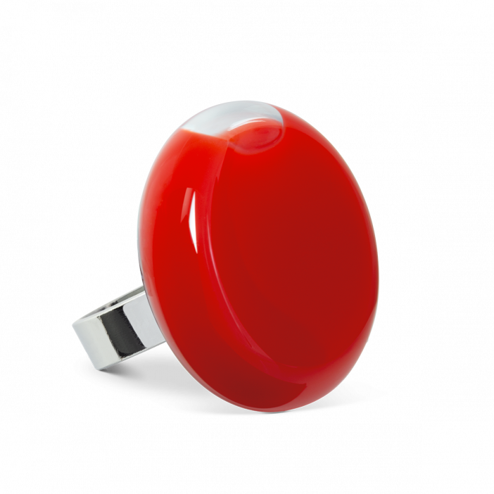 Glass ring - Platine Medium Milk Light red