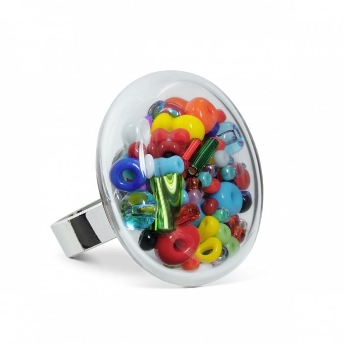 Glasring - Platine Medium Mix Perles Mehrfarbig