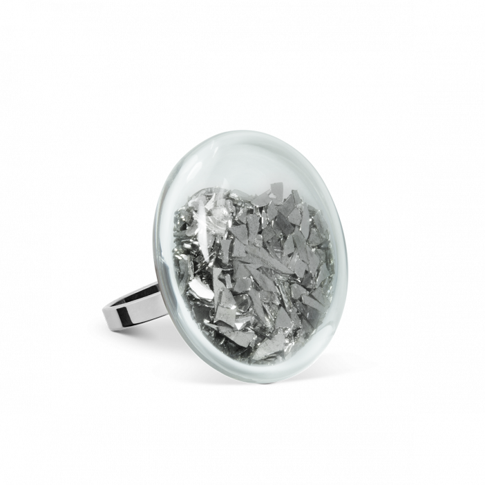Glasring - Platine Mini Paillettes Silber