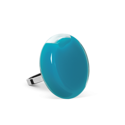 Bague en verre soufflée - Platine Mini Milk