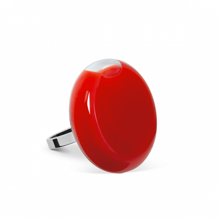 Anello in vetro - Platine Mini Milk Rosso chiaro