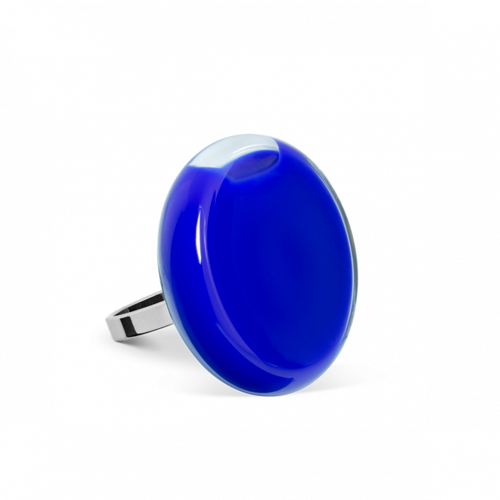 Glass ring - Platine Mini Milk Dark Blue