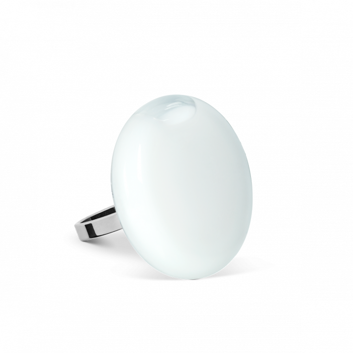 Glass ring - Platine Mini Milk White