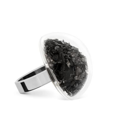 Bague en verre soufflée - Dome Mini Paillettes