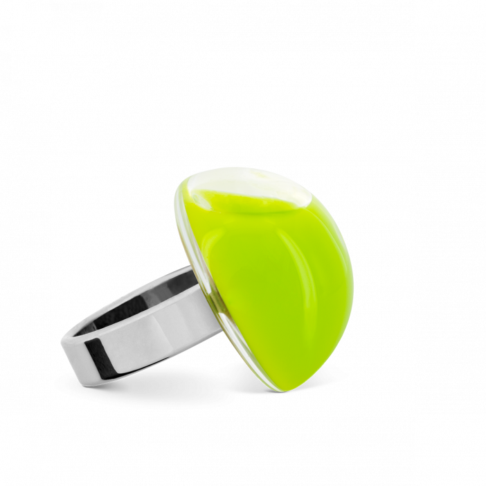 Anello in vetro - Dome Mini Milk Verde Chiaro