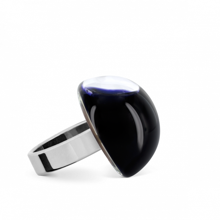 Glass ring - Dome Mini Milk Black