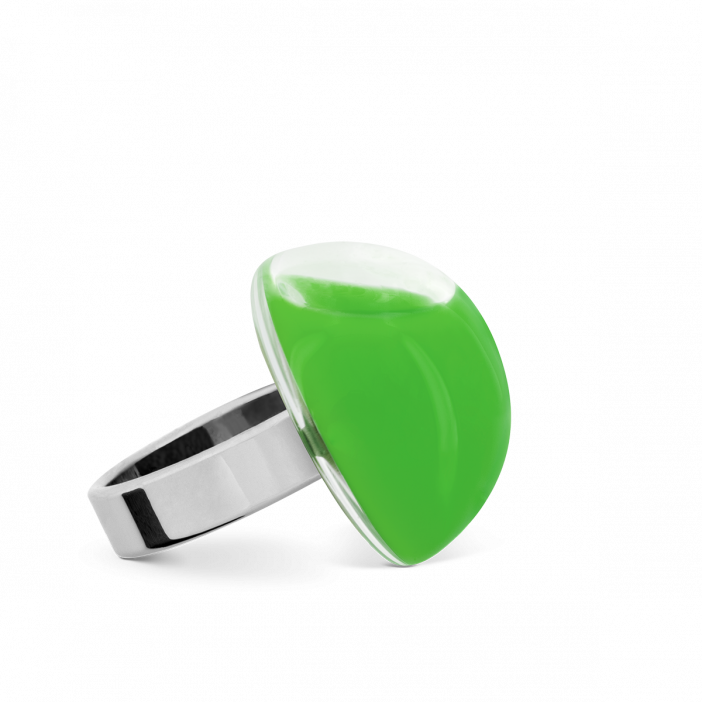 Anello in vetro - Dome Mini Milk Verde scuro
