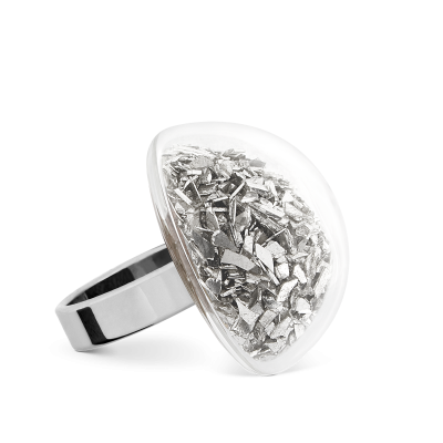 Anello in vetro - Dome Medium Paillettes