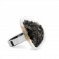 Anello in vetro - Dome Medium Paillettes Argento