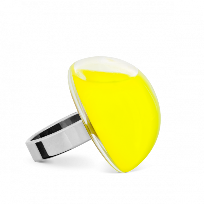 Bague en verre soufflée - Dome Medium Milk Jaune