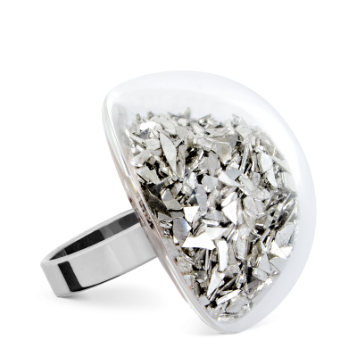 Bague en verre soufflée - Dome Giga Paillettes