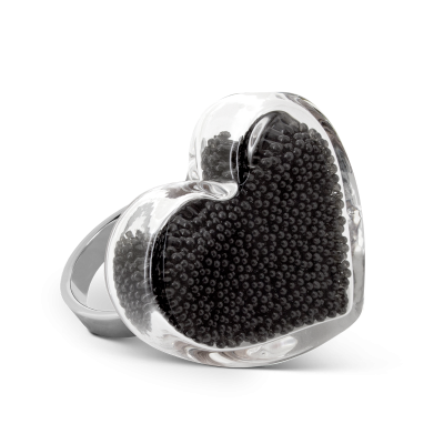 Glasring - Coeur Medium Billes