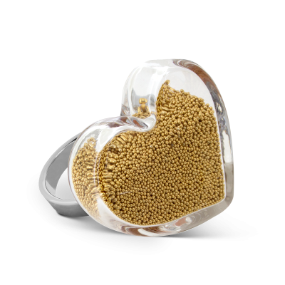 Anello in vetro - Coeur Medium Billes