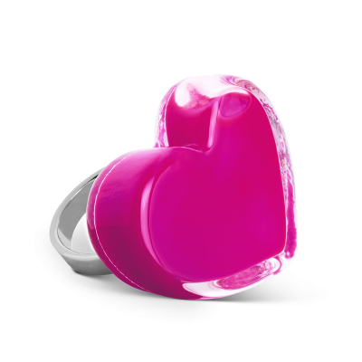 Anello in vetro - Coeur Medium Milk