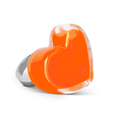 Anello in vetro - Coeur Medium Milk