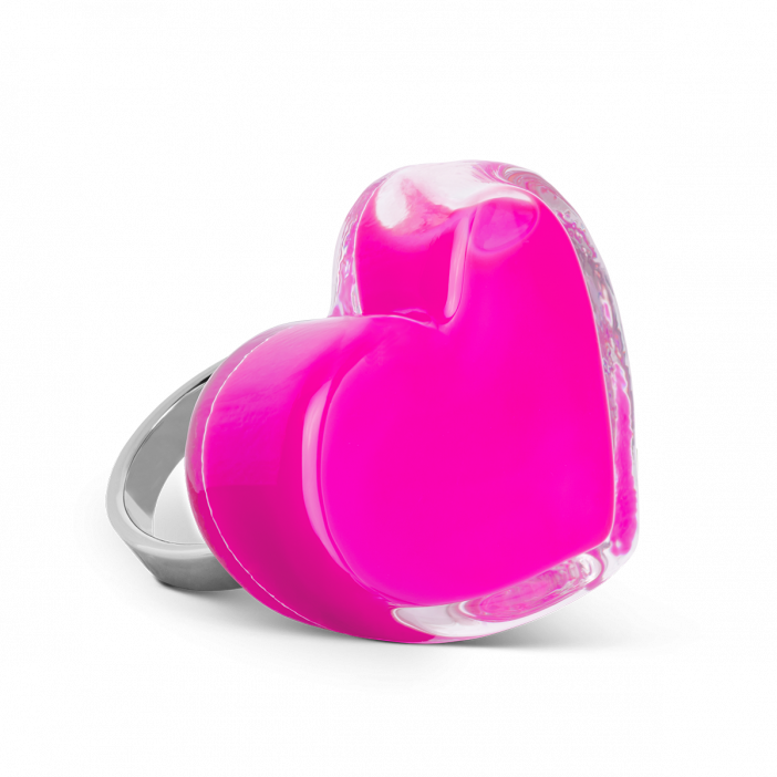Anello in vetro - Coeur Medium Milk Rosa